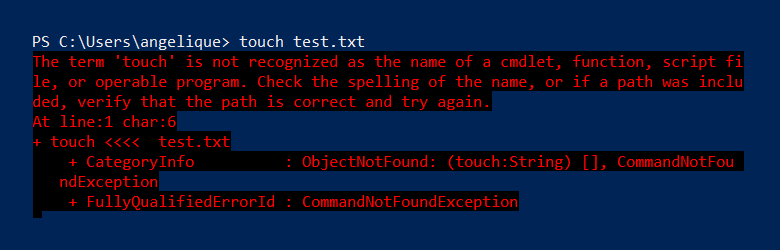 Touch doesn't work in PowerShell